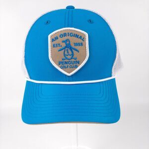 Original Penguin Golf Club Trucker Hat Blue White Snapback Adjustable